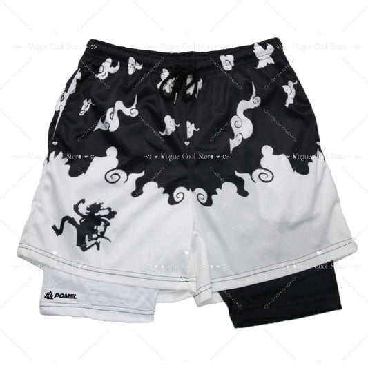  2 In1 Shorts Gym Fitness Print Shorts